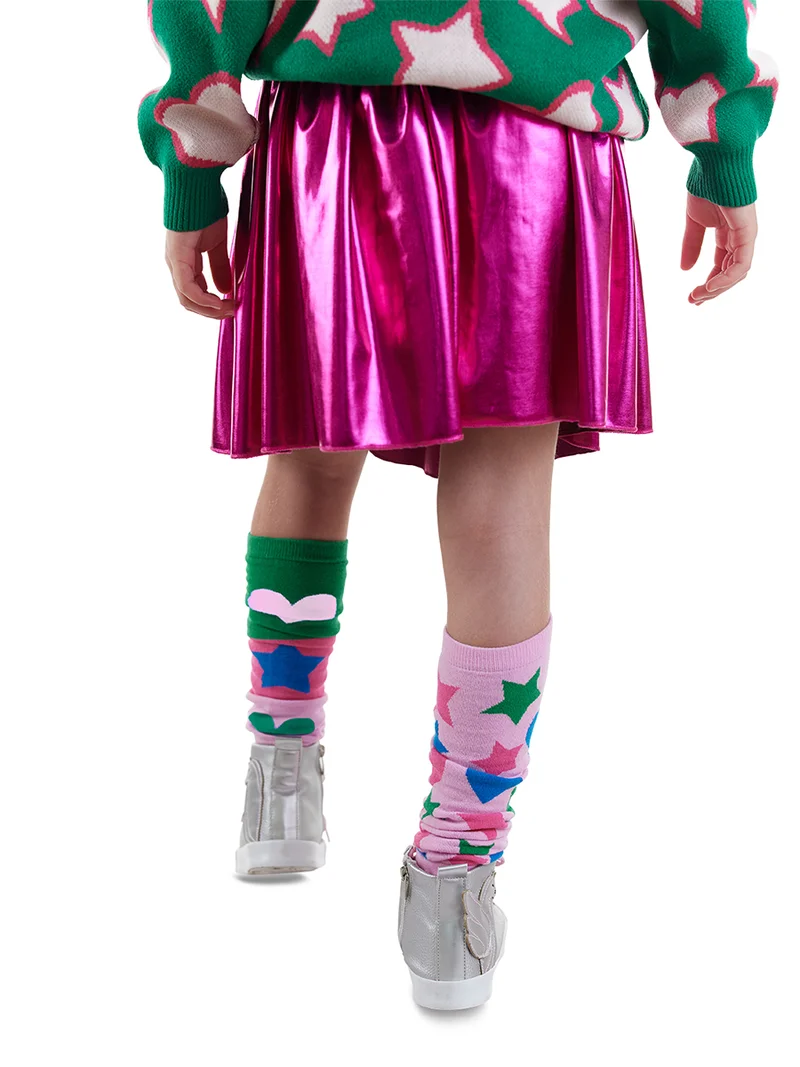 دينوكيدس جوارب ساق للبنات بنجوم وقلوب